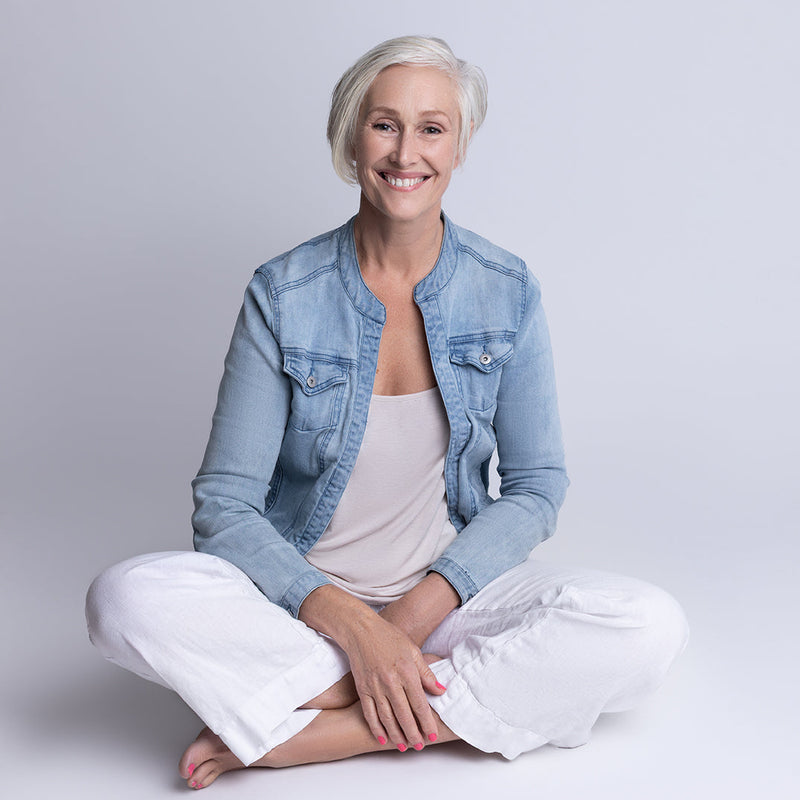 Barbara Marengo sitting cross legged - photo by Derek Ford - May 2026